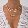 Jewelry Alloy Imitation Pearl Shell Ball Chain Multilayer Necklace With Animal Zodiac Pattern Electroplated For Women