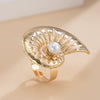 Jewelry Alloy Imitation Pearl Starfish Conch Ring Women's Exaggerated Geometric Electroplating Style
