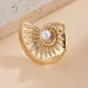Jewelry Alloy Imitation Pearl Starfish Conch Ring Women's Exaggerated Geometric Electroplating Style