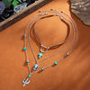 Jewelry Alloy Imitation Turquoise Velvet Woven Tassel Clavicle Chain With Electroplating For Women