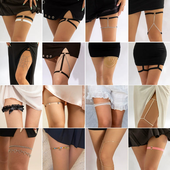Jewelry Alloy Inlaid With Artificial Gemstones And Semiprecious Stones Fabric Bow Leg Chain For Women