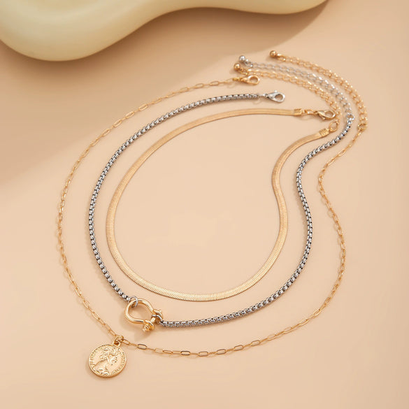 Jewelry Alloy Iron Chain Geometric Pendant Ins Style Electroplating Women's Necklace