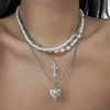 Jewelry Alloy Iron Chain Imitation Pearl Geometric Peach Heart Electroplating Women's Clavicle Chain Necklace
