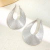 Jewelry Alloy 14K Gold Electroplated Geometric Curved Striped Water Drop Earrings For Women