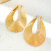 Jewelry Alloy 14K Gold Electroplated Geometric Curved Striped Water Drop Earrings For Women