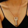 Jewelry Alloy Key Design Set With Diamonds Women's Earrings Necklace Pendant