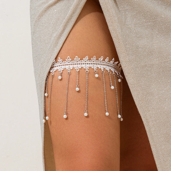 Jewelry Alloy Lace Ribbon Geometric Leg Chain For Women