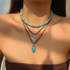Jewelry Alloy Leaf Pattern Vintage Beaded Pendant Necklace With Electroplating And Ball Chain In Plants Flowers Style