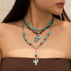 Jewelry Alloy Leaf Pattern Vintage Beaded Pendant Necklace With Electroplating And Ball Chain In Plants Flowers Style