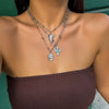 Jewelry Alloy Leaf Pattern Vintage Beaded Pendant Necklace With Electroplating And Ball Chain In Plants Flowers Style