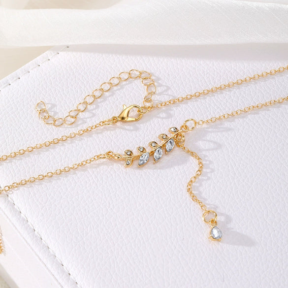 Jewelry Alloy Leaf Pendant O Chain Necklace Fashion Simple Women