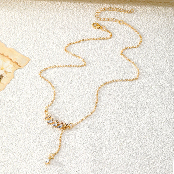 Jewelry Alloy Leaf Pendant O Chain Necklace Fashion Simple Women