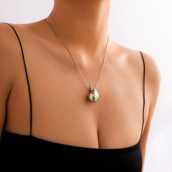 Jewelry Alloy Metal Geometric Teardrop Pendant Snake Bone Chain Electroplated Punk Necklace For Women