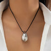 Jewelry Alloy Metal Geometric Teardrop Pendant Snake Bone Chain Electroplated Punk Necklace For Women