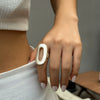 Jewelry Alloy Metal Ring With Geometric And Flower Pattern Electroplated For Women