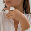Jewelry Alloy Metal Ring With Geometric And Flower Pattern Electroplated For Women