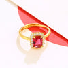 Jewelry Alloy Microinlaid Zirconium Emerald Artificial Color Treasure Ring Geometric Cartoon Style Electroplated For Women