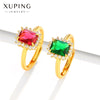 Jewelry Alloy Microinlaid Zirconium Emerald Artificial Color Treasure Ring Geometric Cartoon Style Electroplated For Women