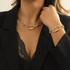 Jewelry Alloy Ochain Geometric Electroplating Bracelet And Necklace Set