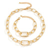 Jewelry Alloy Ochain Geometric Electroplating Bracelet And Necklace Set