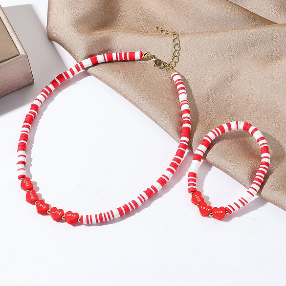 Jewelry Alloy Pearl Chain Heart Bow Geometric Sweet Style Electroplating Valentine's Day Women's Bracelet Necklace