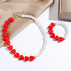 Jewelry Alloy Pearl Chain Heart Bow Geometric Sweet Style Electroplating Valentine's Day Women's Bracelet Necklace