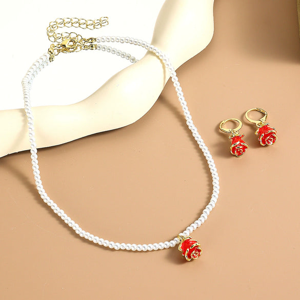 Jewelry Alloy Pearl Chain Heart Bow Geometric Sweet Style Electroplating Valentine's Day Women's Bracelet Necklace