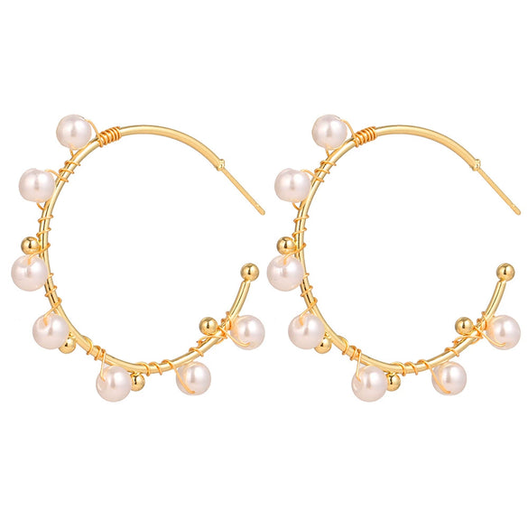Jewelry Alloy Pearl Geometric Irregular Electroplated Earrings
