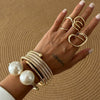 Jewelry Alloy Pearl Highend Geometric Electroplated Multilayer Rebound Bracelet