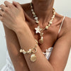 Jewelry Alloy Pearl Shell Geometric Handmade Irregular Ocean Style Women's Necklace Bracelet
