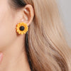 Jewelry Alloy Pearl Sunflower Necklace Earrings For Women Electroplated
