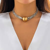 Jewelry Alloy Pendant Box Chain Multilayer Clavicle Necklace With Geometric Pattern And Electroplating For Women