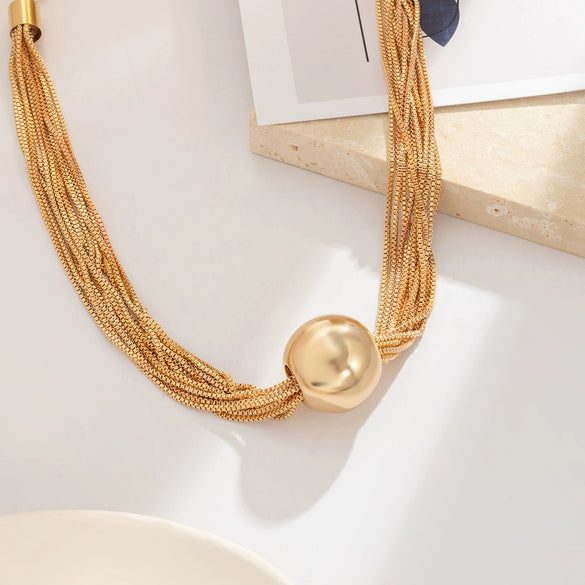 Jewelry Alloy Pendant Box Chain Multilayer Clavicle Necklace With Geometric Pattern And Electroplating For Women