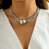 Jewelry Alloy Pendant Box Chain Multilayer Clavicle Necklace With Geometric Pattern And Electroplating For Women