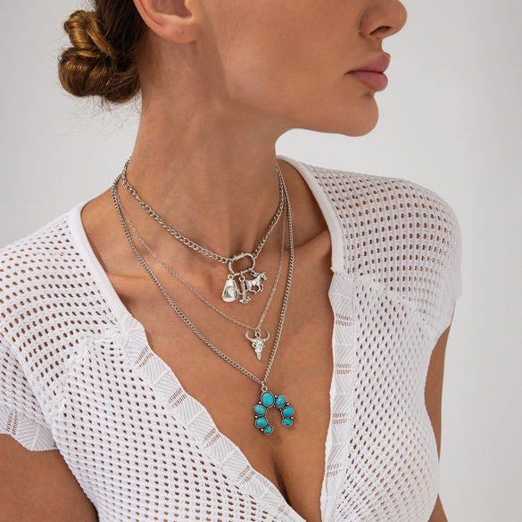 Jewelry Alloy Pendant Necklace Retro Animal Zodiac Electroplating Clavicle Chain For Women