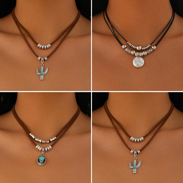 Jewelry Alloy Pendant Necklace With Geometric Pattern And Electroplating For Women