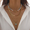 Jewelry Alloy Pendant Necklace With Turquoise Sunflower Beads Copper Iron Acrylic Rice Beads Electroplated Geometric Style For Women