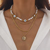 Jewelry Alloy Pendant Necklace With Turquoise Sunflower Beads Copper Iron Acrylic Rice Beads Electroplated Geometric Style For Women