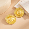 Jewelry Alloy Pleated Petal Exaggerated Asymmetrical Imitation Pearl Flower Electroplated Earrings For Women