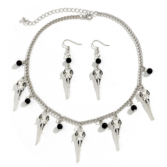 Jewelry Alloy Pointed Skull Pendant Tassel Necklace Hip Hop Geometric Electroplating