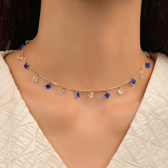 Jewelry Alloy Resin Drop Shape Beaded Necklace Electroplating