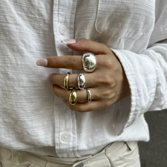Jewelry Alloy Resin Geometric Water Drop Hug Ring Electroplating Minimalist Style