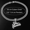 Jewelry Alloy Rhinestone Diamond Stitching Letter Pendant Necklace Hiphop Style Cuban Chain