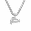 Jewelry Alloy Rhinestone Diamond Stitching Letter Pendant Necklace Hiphop Style Cuban Chain