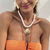 Jewelry Alloy Rope Geometric Scallop Pendant Clavicle Chain Electroplating Vacation Style