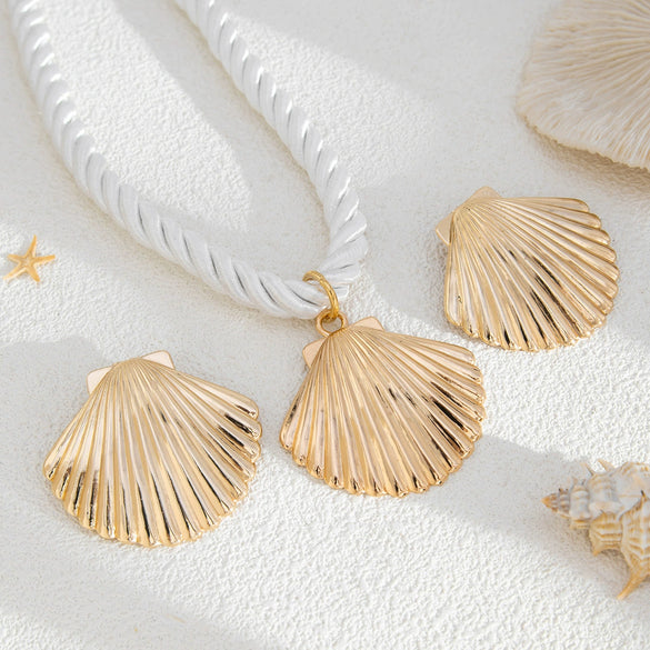 Jewelry Alloy Rope Geometric Scallop Pendant Clavicle Chain Electroplating Vacation Style