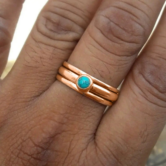 Jewelry Alloy Round Imitation Opal Multicircle Geometric Ushaped Antique Style Electroplated Ring Unisex
