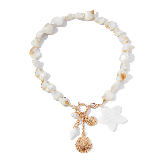 Jewelry Alloy Shell Imitation Pearl Plastic Flower Geometric Pendant Clavicle Chain Electroplated Vacation Minimalist Style