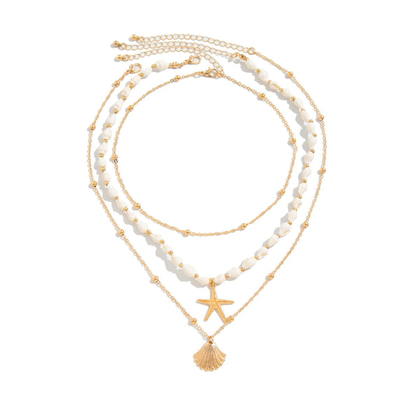Jewelry Alloy Shell Starfish Pendant Clavicle Chain Copperclad Iron Electroplating Geometric Style