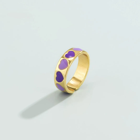 Jewelry Alloy Simple Geometric Heart And Starshaped Ring With Oil Dropping Design For Women